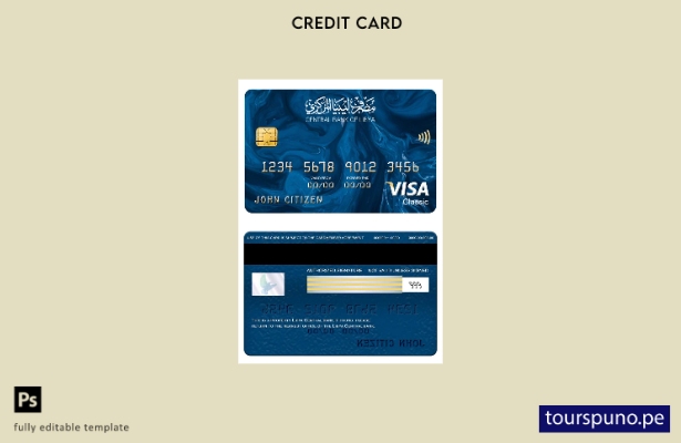 lista para imprimir plantilla de tarjeta clásica visa del Banco Central de Libia